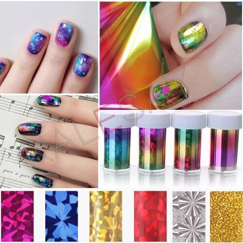 Nails Art Decoration Bling Broken Mirror Glass Foil Nail Sticker Tips Decal 3D Colorful Nail Art Charms Stickers Manicure Design