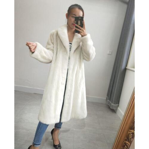 Mink coat womens overalls 2019 new fashion long section mink fur coat silhouette suede