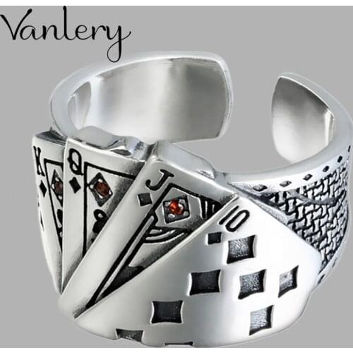 New Trendy Personality Punk Poker Rings For Women Lady Resizable Size Rings Party Jewelry Charm Gifts
