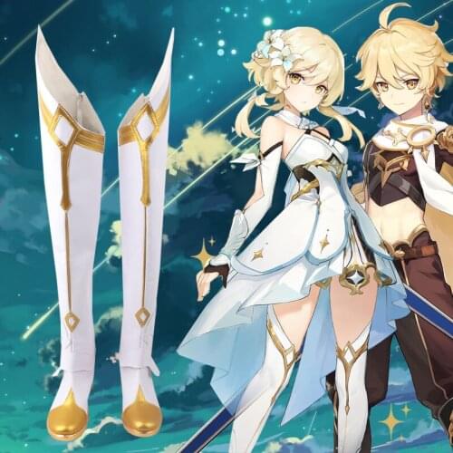 Genshin Impact Traveler Lumine Cosplay Shoes Dress Up Shoes Halloween Shoes Men Women Shoes Boots Artificial Leather Shoes