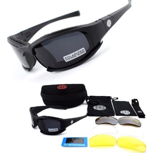 Hunting Shooting Sunglasses X7 C5 Tactical Goggles Military Army Glasses Polarized Sport Hiking Sunglasses 4 Lens