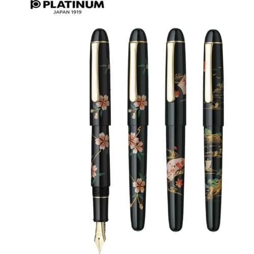 Original Platinum Fountain Pen Maki-e Sakura Traditional Japanese Art #3776 14K Gold Nib Ink Pen Stationery PNB-30000B