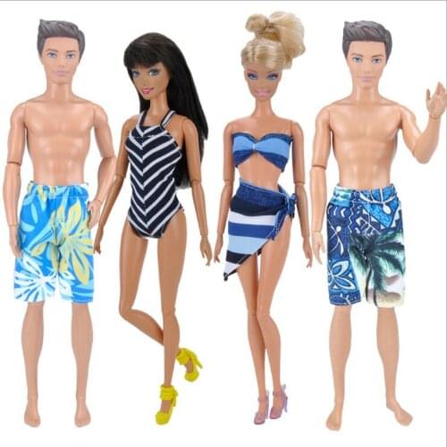 Original for swimwear barbie Beach Bathing Clothes Bikini Swimsuit+Slippers+Swimming Buoy Lifebelt Ring For Barbie Doll Best