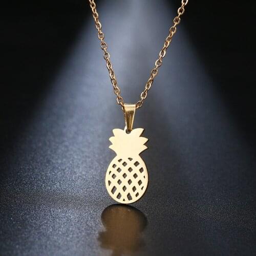 Stainless Steel Necklace for Women Lovers Gold and Silver Color Pineapple Pendant Necklace Engagement Jewelry