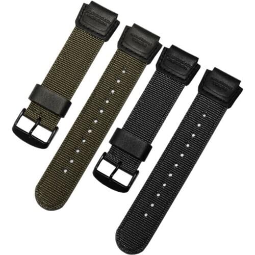 PEIYI Nylon strap black army green wristband Replacement belt for Mens watch sport AE-1200WH/SGW-300H/400/AQ-S810W