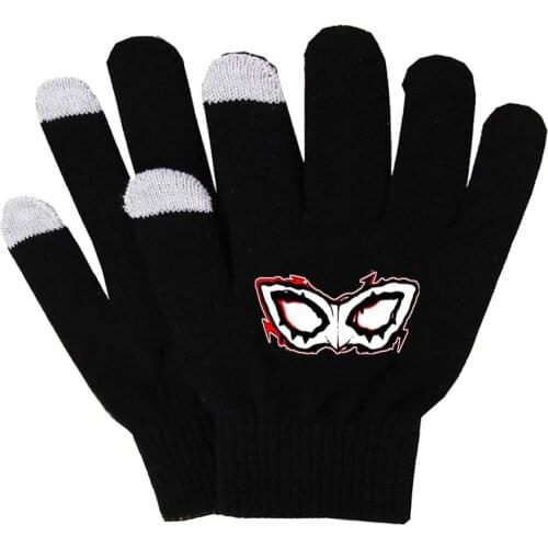 Game Persona5 Gloves Plush Lining Gloves Winter Soft Gloves Touch Screen Smart Phone Female Gloves