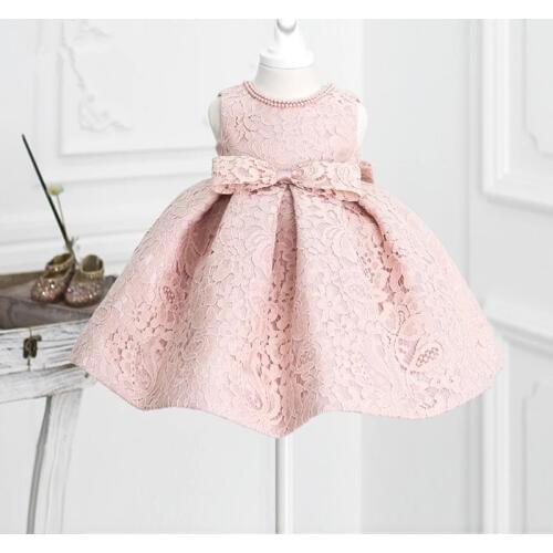 Baby Girl Dress Pink Tutu Baptism Gown For Newborn Baby Wedding Christening Party Wear Toddler Girl 1 Year Birthday Frocks