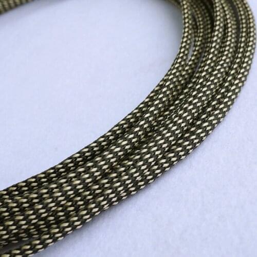 1-20M 3-20mm Black gold flat silk Cable Sleeves Snakeskin Mesh PET Expandable Insulation Sheathing Braided Protect Nylon Tight