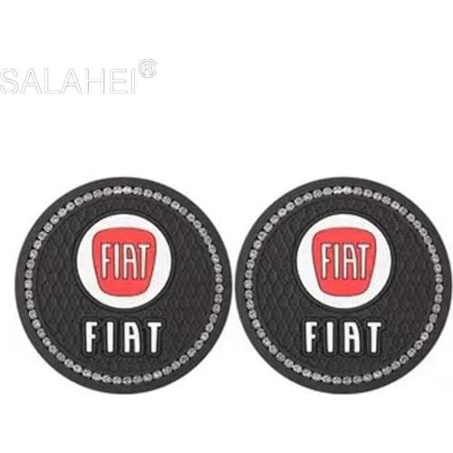 2pcs Car Diamond Water Cup Coasters Storage Mat For Fiat Abarth 500 124 125 595 695 Punto Bravo Scorpion Anti-slip Pad Interior