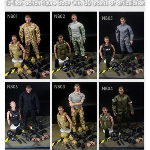 Full set figure 1/6 Scale 12 inches Military Uniform Movable Black SDU/SWAT/Desert Solider Action Figure with Box for Collection