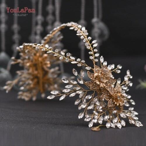 YouLaPan Handmade Rhinestones Wedding Headband Floral Headpiece Wedding Bridal Hair Accessories Bridal Headpiece HP284
