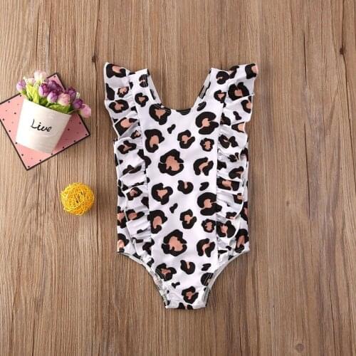 Pudcoco 1-5Y Swimwear Kid Baby Summer Girl Ruffle Print Bikini Swimsuit Bathing Beach Beachwear Sleeveless Leotard Bodysuit