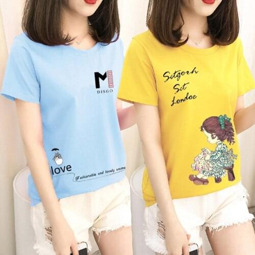 A Variety of Summer New Short Sleeve T-shirt Womens Loose Korean Womens T-shirt with Round Neck Women Clothes