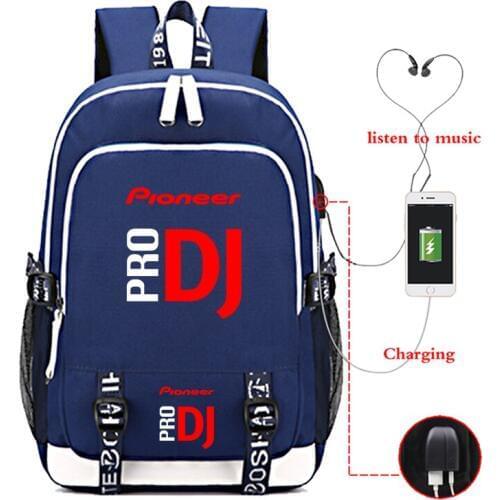 Pioneer Pro Dj USB Charge Backpack Men Women Boys Girls knapsack Students Teens School Bags Men Women Travel Laptop Mochila