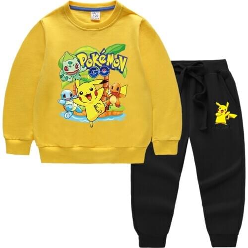Takara Tomy Pikachu Children Tracksuit Kids Clothing Sets Baby Girls Sport Suits Hoodies Sweatshirts+Pants 2 Pcs Pokemon Clothes