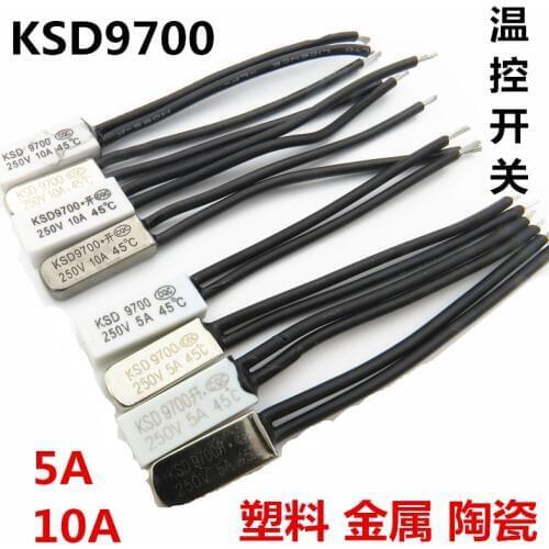 1pcs Thermostat KSD9700 40C 45C 50C 55C 60C 65C Bimetal Disc Temperature Switch N/O N/C Thermal Protector degree centigrade