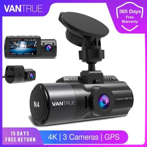 Vantrue Car DVR Dash Cam 4K 3 Dual Camera Video Recorders Dashcam Auto Front and Rear GPS Infrared Night Vision Parking Monitor