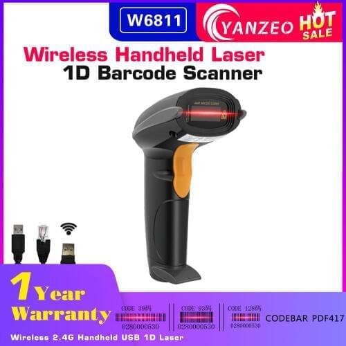 Yanzeo W6811 Wireless 2.4G Handheld USB 1D Laser BarCode Scanner Logistics Reader