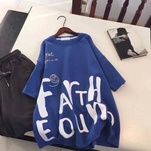 Spring And Summer Short-Sleeved Loose Large Size T-Shirt Women Casual Round Neck All-Match Letter Printing Top