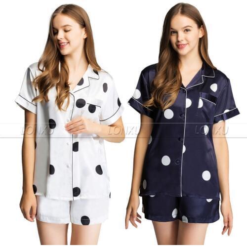Women Satin Pajamas Set Pyjama Set Short Sleeve Sleepwear S~ 3XL Plus