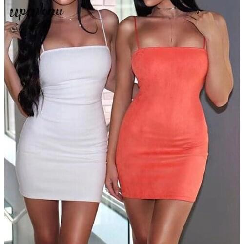 Free Shipping 2021 Women Summer Bodycon Dress Strap Square Neck Sleeveless Sexy Lace-up Halter Dress Celebrity Club Party Dress