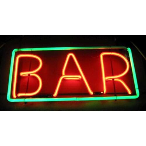 14“ Bar Rectangle Acrylic Custom Neon Light Lamp Sign Beer Bar Handmade Real Glass Decorate Home Wall Room Windows Tube Artwork