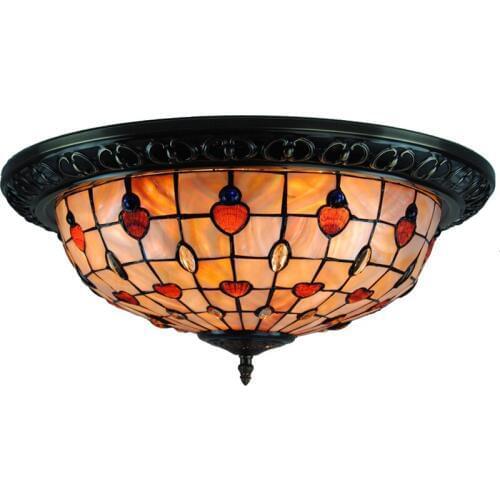 16" Tiffany Stained Shell Ceiling Lamp Mediterranean Designer Lights E26/E27 Vintage Bar Dining Room Home Lighting Fixture CL219