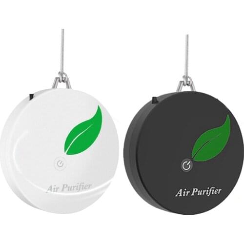 2 Set Personal Wearable Air Purifier Necklace Mini Portable Air Freshner Ionizer Negative Ion Generator, Black & White
