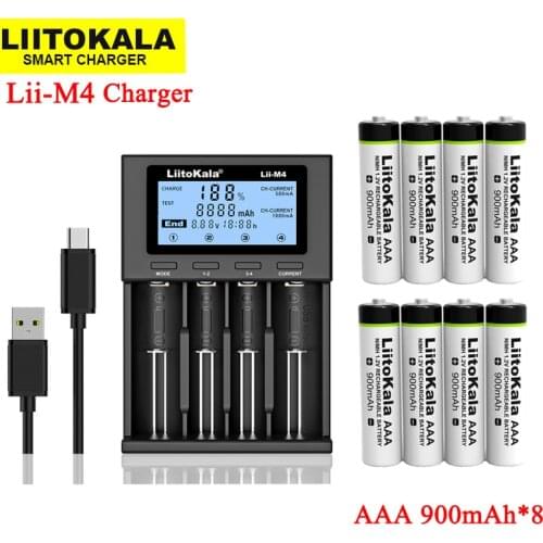 2021 LiitoKala Lii-M4 18650 li ion battery Smart Charger Test capacity + liitokala AAA 1.2V NiMH 900mAh Rechargeable batteries