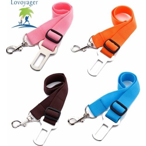 8pc/lot 8 Colors Adjustable Pet Cat Dog Travel Clip Car Safety Seat Belt Harness Pet Vehicle Seatbelt Restraint Lead Leash