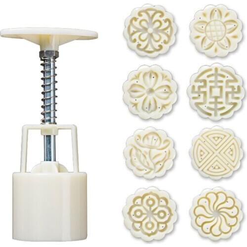 8Pcs Hand Press Cookie Stamp Moon Cake Decor Mould Barrel Mooncake Mold 25g Pastry DIY Tool Mid-Autumn Festival