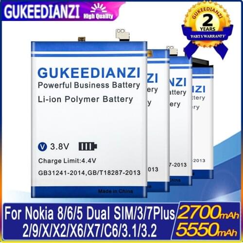 Battery For NOKIA HE319 HE342 HE321 BN-01 HE336 HE328 HE316 BV-5S Battery For Nokai X X2 2 3 3.1 3.2 5 6 C6 X6 7 X7 8 8.1 9