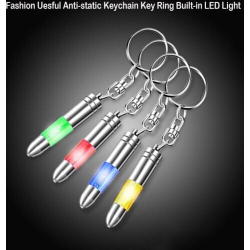 1Pcs High Voltage Anti-Static Keychain Car Static Body Static Eliminator Discharger Fashion Key Ring LED Emitter Car Interior