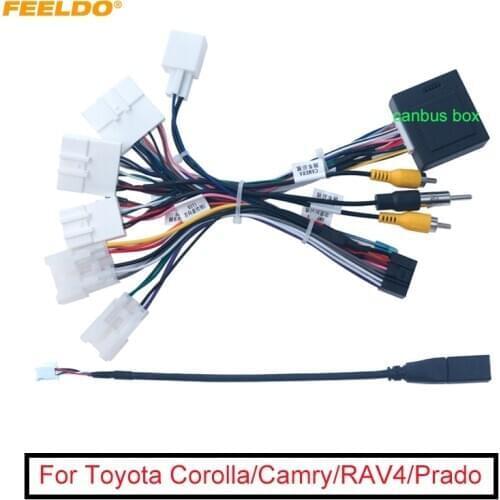 Car 16pin Audio Wiring Harness With Canbus Box For Toyota Camry RAV4 Highlander Wildlander Stereo Installation Wire Adapter