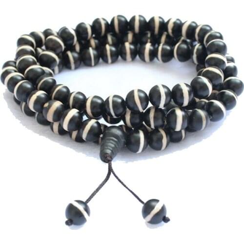 Genuine Natural Agate 108 Buddha Beads Bracelet Men Women Tibetan Buddhist Beads Jades Stone Elastic Beaded Multi-turn Bracelets