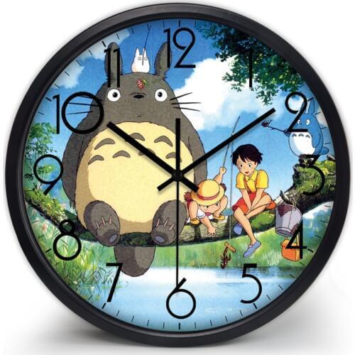Tonari no Totoro Clock ,Hayao Miyazaki Wall Clock,Silent Metal Clock Children Room Museum Park Hotel Theme Decorate Clock