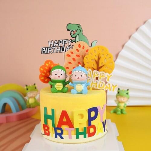 Kids First 1st Birthday Party Dinosaur Cake Toppers Dino Banner Flag Jungle Safari Birthday Party Supplies Dinosaur Cake Decors