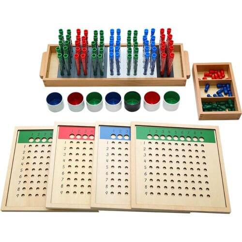 Montessori Baby Wooden Educational Toys Mathematics Learning Preschool Teaching Aids Test Tube Long Division Board