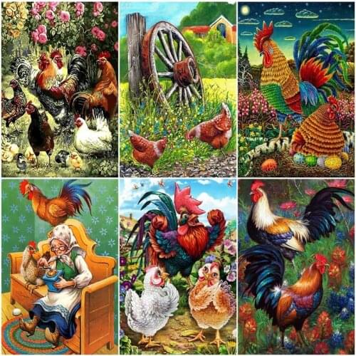 GATYZTORY DIY Pictures By Number Cock Kits Painting By Numbers Animal On Canvas Wall Art Oil Painting HandPainted DIY Home Gift