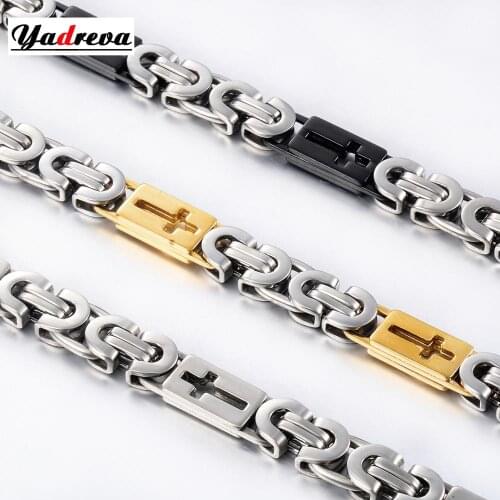 Hot Sale Men Byzantine Chain Hip Hop Style Width 8mm Fashion Stainless Steel Necklace Jewelry