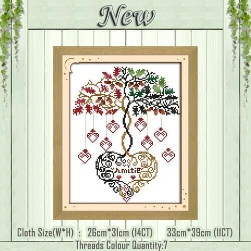 Love tree flowers heart diy painting counted printed on the canvas DMC 11CT 14CT kits DIY Cross Stitch embroidery needlework Set