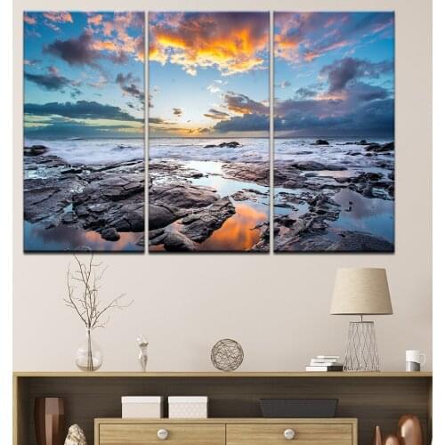 Canvas Painting Transforming multiple measured clouds sea 3 Pieces Wall Art Painting Modular Wallpapers Poster Print Home Decor
