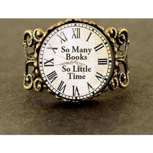 BOOK LOVER Art Ring Steampunk So many books So little Time new jewelry gift men women charm