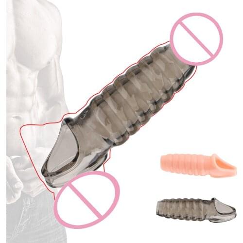 G-Spot Chastity Delayed Ejaculation Cock Rings Reusable Condom Penis Enlargement Extender Sleeve Sex Toys For Men Adult Products