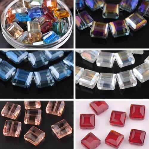 13mm Square Faceted Cut Crystal Glass Loose Crafts Beads Lot For DIY Jewelry Making