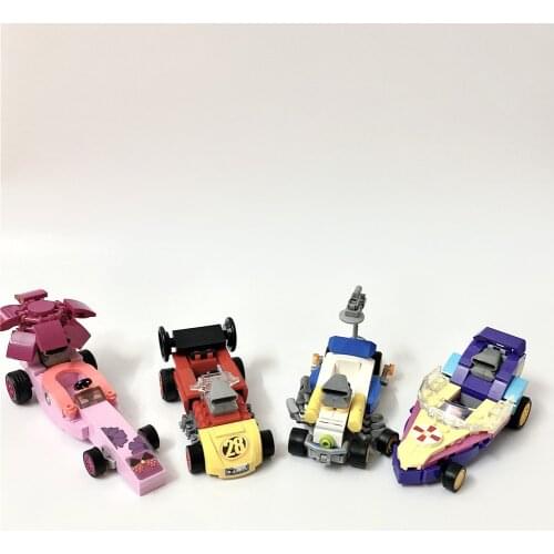 Disney Mickey Mouse Minnie Duck Creativity Technic Speed Cars Sports Racing Car Doll Model Blocks Kids Toys For Gift