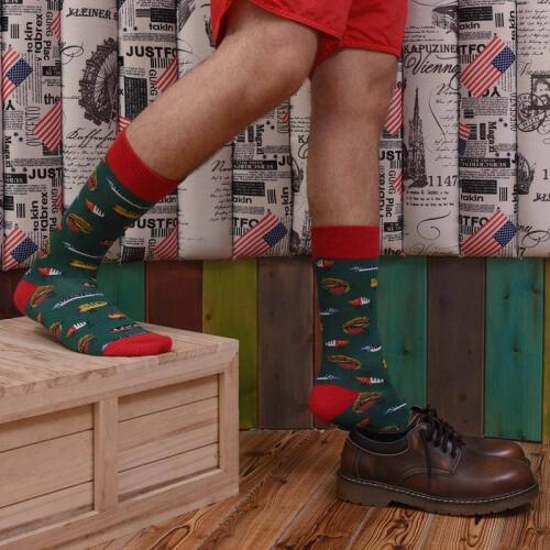 Fashion Combed Casual Cotton Cute Funny Socks Men Sushi Novelty Animals Dog Pig Pattern Big Size Crew Skateboard Calcetines Sock