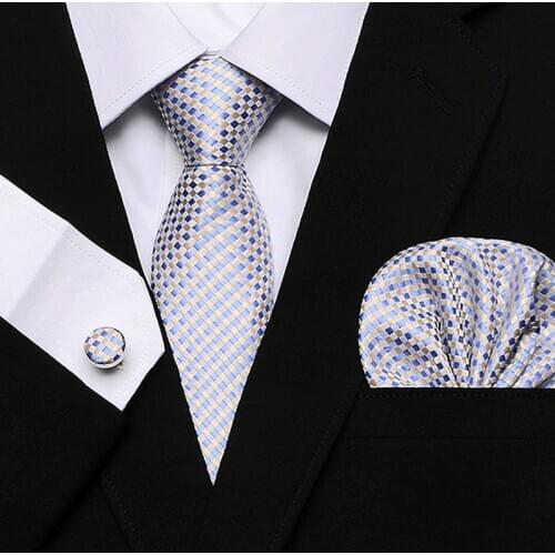 Fashion Business Silver Plaid 100% Silk Mens Tie NeckTie 7.5cm Ties for Men Formal Luxury Wedding Quality Gravata group tie