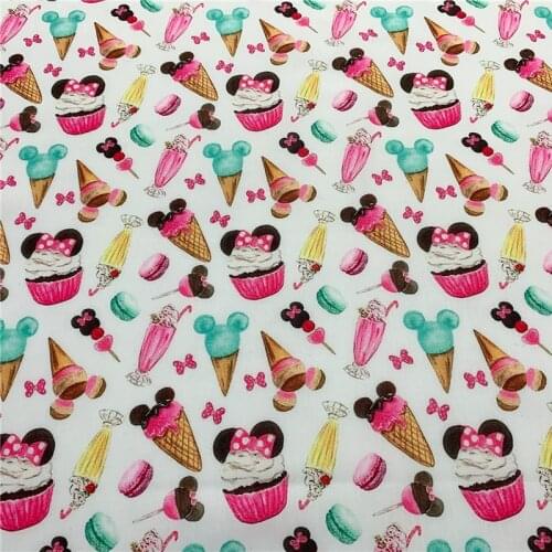 Cartoon Cute Mouse Ice Cream Polyster Cotton Fabric for Dress Home Textile Sewing DIY Tissue Material Fabric by the Yard