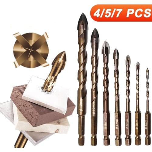 ZK30 3-12mm Cross Hex Tile Drill Bits Set for Glass Ceramic Concrete Hole Opener Brick Hard Alloy Triangle Bit Tool Kit